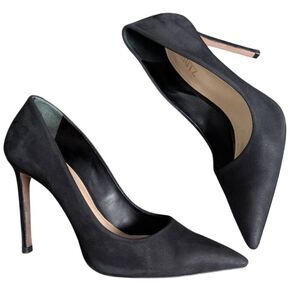Schutz Lou Black suede nubuck leather pointed toe stiletto heels womens 6.5